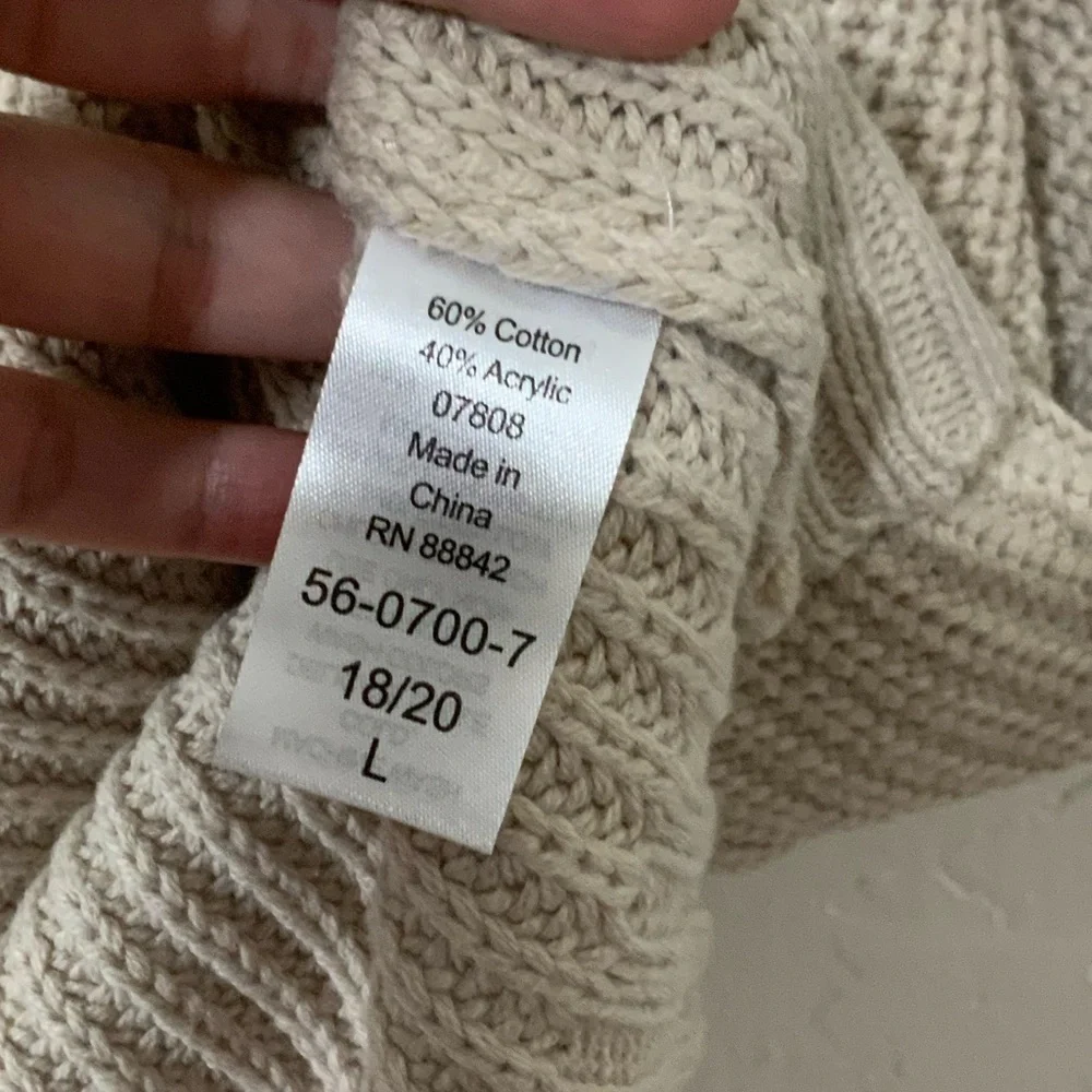 NWT Woman Within Three-Quarter Chunky Knit Beige Sweater Sz L (18-20)